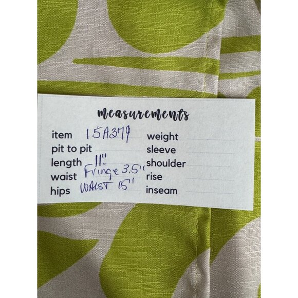 2/$30 NWT 4 Chartreuse Green Fringe Mini Wrap Skirt Abstract Pattern By PrettyLi - Picture 8 of 16